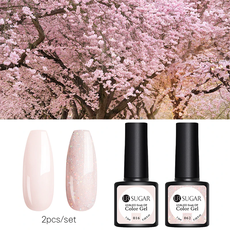 

UR SUGAR Nude Glitter UV Gel Nail Polish Set Pink Series Led Nail Gel Varnish Semi Permanent Led Nail Lacquer Sequins Gel