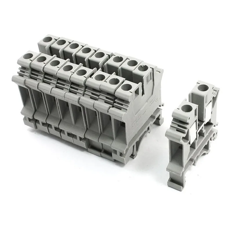 

10Pcs Gray Plastic UK6N Screw Clipping Contact Terminal Block 800V 57A