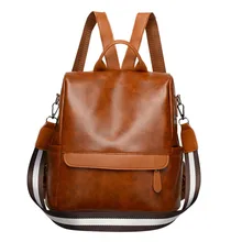 Женская кожаная сумка-тоут, рюкзак с защитой от кражи, водонепроницаемая школьная сумка на плечо, черный/коричневый Большой Вместительный рюкзак, дорожные сумки