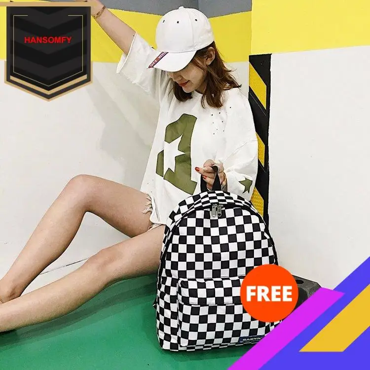 Лидер продаж 2020 черный и белый рюкзак с решетками повседневный нейлоновый