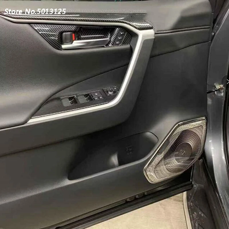 Stainless Steel Interior Door Stereo Speaker Audio Ring Cover Sound Frame Decoration Trim For Toyota RAV4 RAV-4