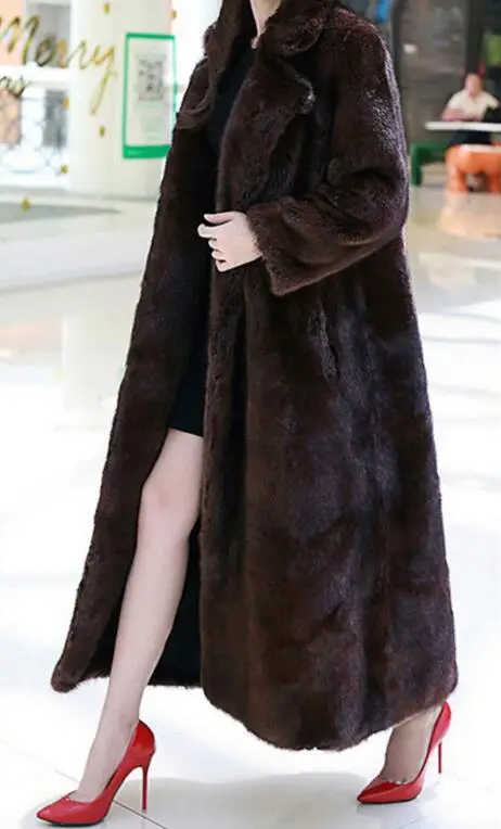 S-6XL Hot Spring / Autumn Women New Fashion Faux fur coat in the long section of the fox fur collar large size
