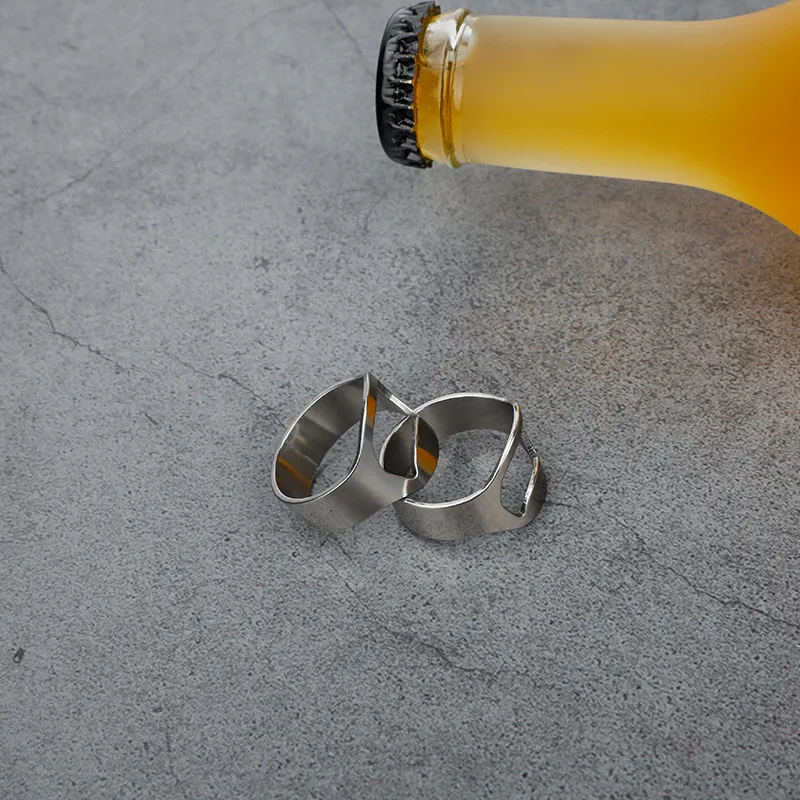 1Pcs Creative Practical Stainless Steel Silvery Beer Openers Finger Ring Fashion Novel Soda Drinks Open Lid Kitchen Tools