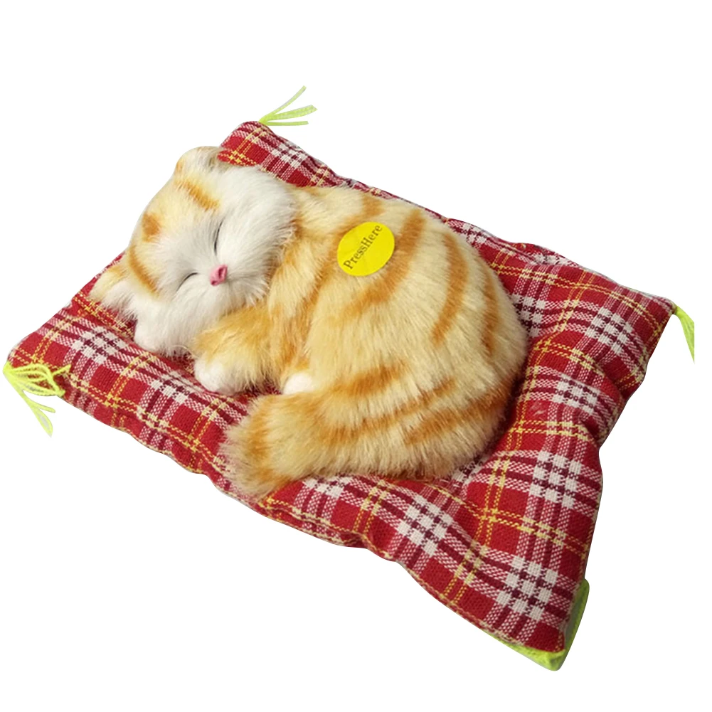 17x14cm Simulation Sleeping Cats Toy Plush Stuffed Toy Press Simulation Sound Animal Cute Doll Kids Gift Home Desk Decorations