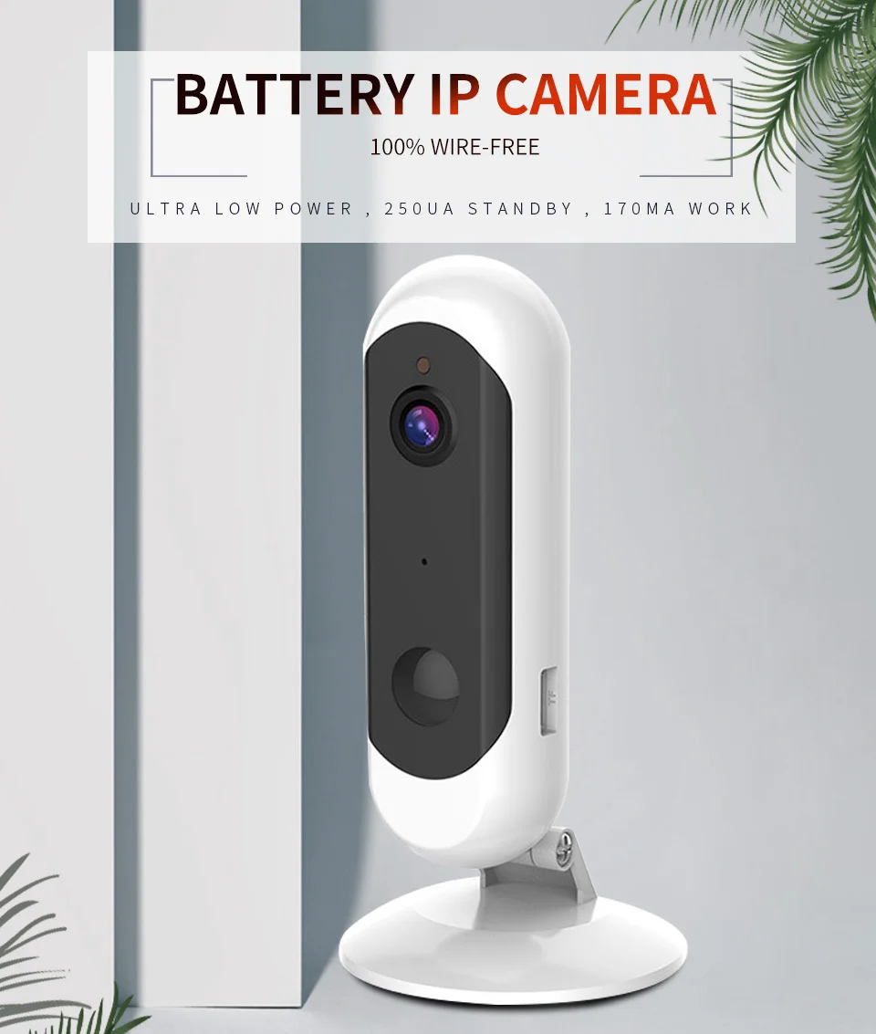 1080P HD батарея IP камера WiFi беспроводная домашняя безопасность ночное видение перезаряжаемая сигнализация аудио низкая мощность мини IP камера