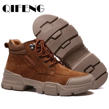 

Winter Classic Ankle Boots Men Leather Autumn Male Motorcycle Boots Warm Hunting Boots High Top Men's Fashion Outdoor Boots Man