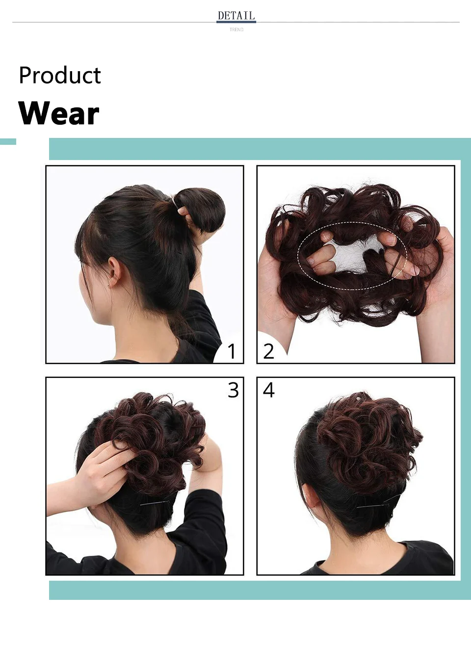Синтетические грязные волосы пучок резинки шиньон пончик эластичные волосы канатная Резиновая лента для наращивания черный коричневый для женщин