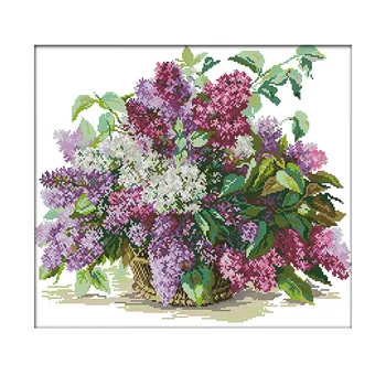 

Lilac Counted Cross Stitch 11CT Cross Stitch Sets Flowers Cross Stitch Kits for Embroidery Home Decor Needlework