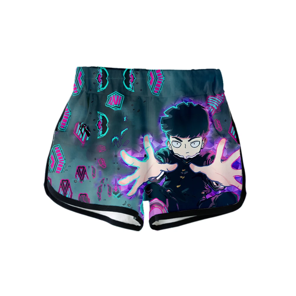 Спортивные шорты с принтом Mob Psycho 100, сексуальные женские модные популярные повседневные Мягкие шорты Harajuku, обтягивающие