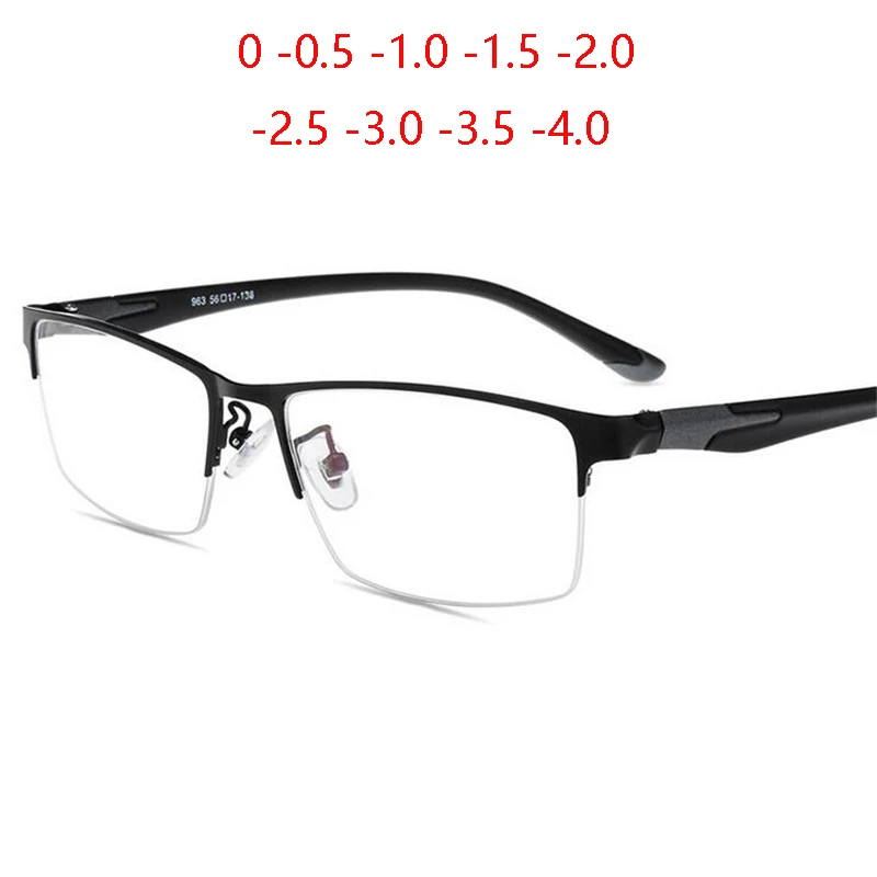 С плоскими стеклами и половинной рамкой четкое зеркало оптические очки Для мужчин студент квадратный 1,56 асферические линзы по рецепту зрелище Для женщин 0-0,5-0,75-6,0