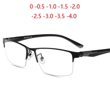 С плоскими стеклами и половинной рамкой четкое зеркало оптические очки Для мужчин студент квадратный 1,56 асферические линзы по рецепту зрелище Для женщин 0-0,5-0,75-6,0