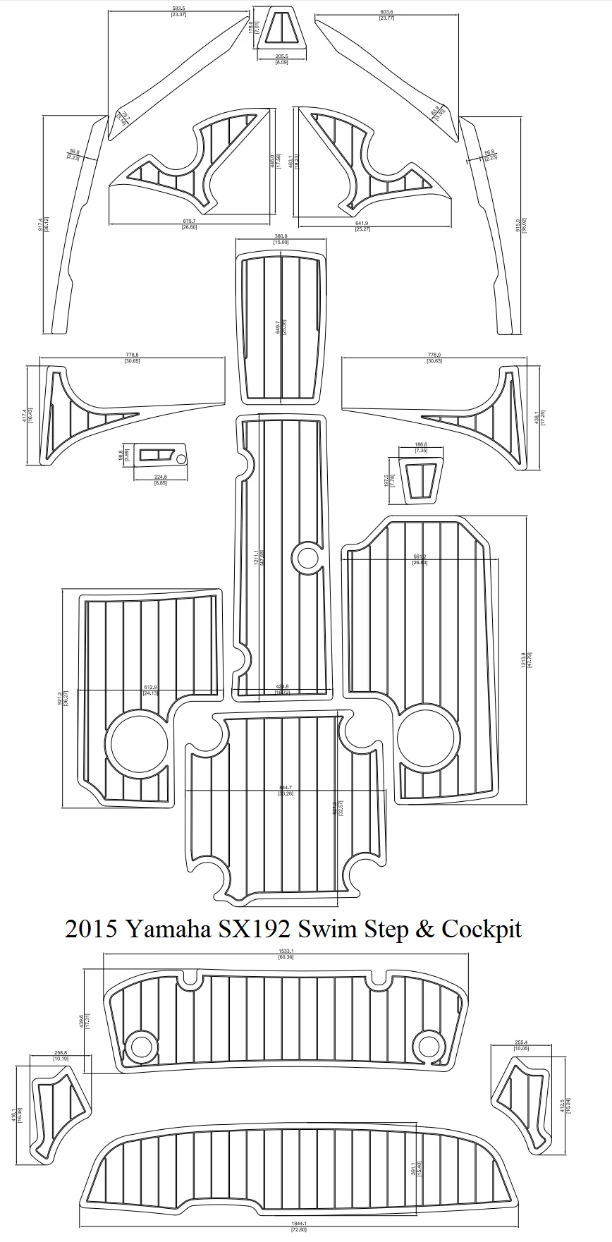 

2015 Y-a-m-a-h-a SX192 Swim Step & Cockpit Pad Boat EVA Teak Decking 1/4" 6mm