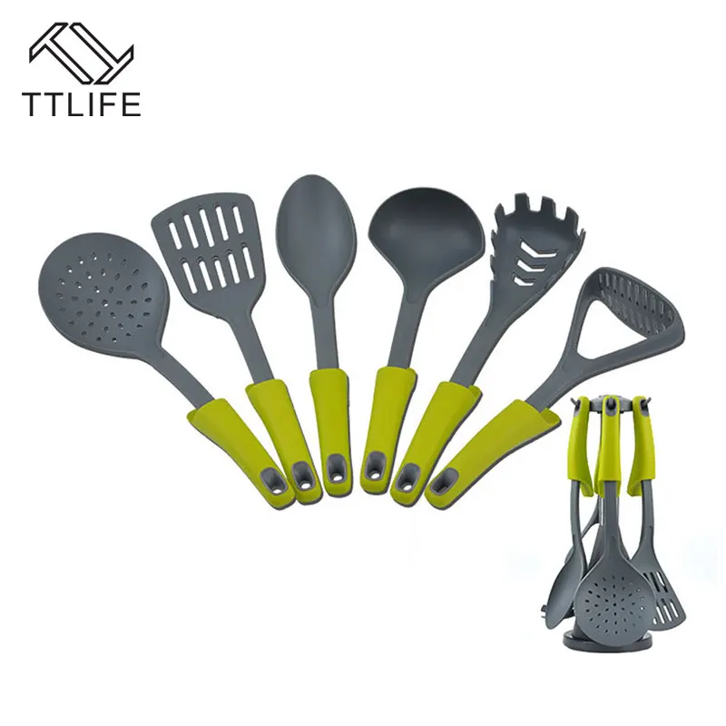 

TTLIFE 6 pc Silicone Kitchen Cooking Utensil Set Heat-Resistant Cooking Tool Spoon/Spatula/Ladle/Spaghetti Server/Potato Press