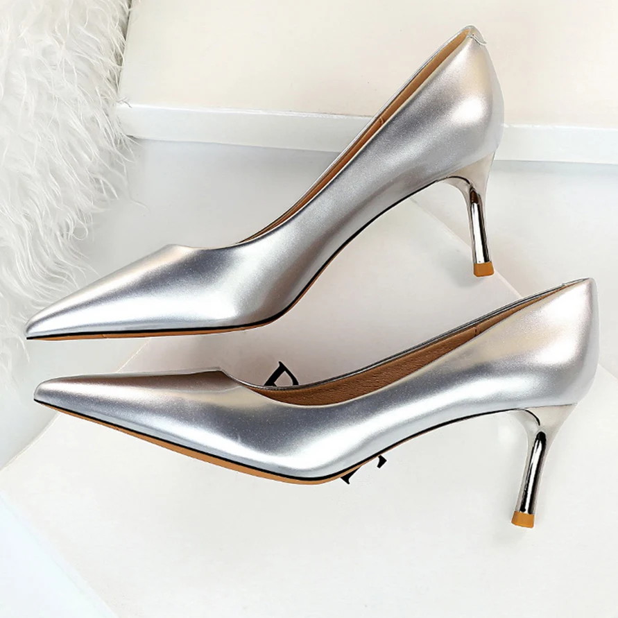 

2020 Women 5cm 10cm High Heels Crystal Pumps Lady Escarpins Fetish Silver Heels Sexy Party Female Wedding Bridal Prom Red Shoes
