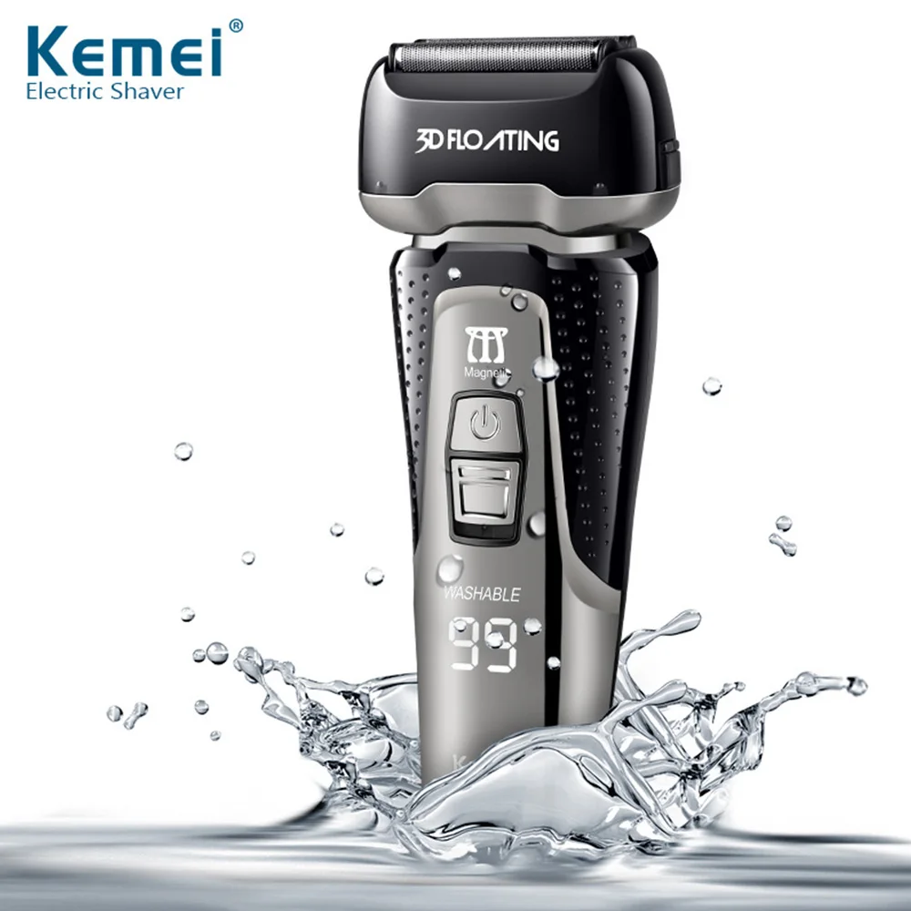 

Kemei Triple Blade Cutting System Whole Body Washing Electric Shaver Intelligent LED Display Razor USB Rechargeable Razor