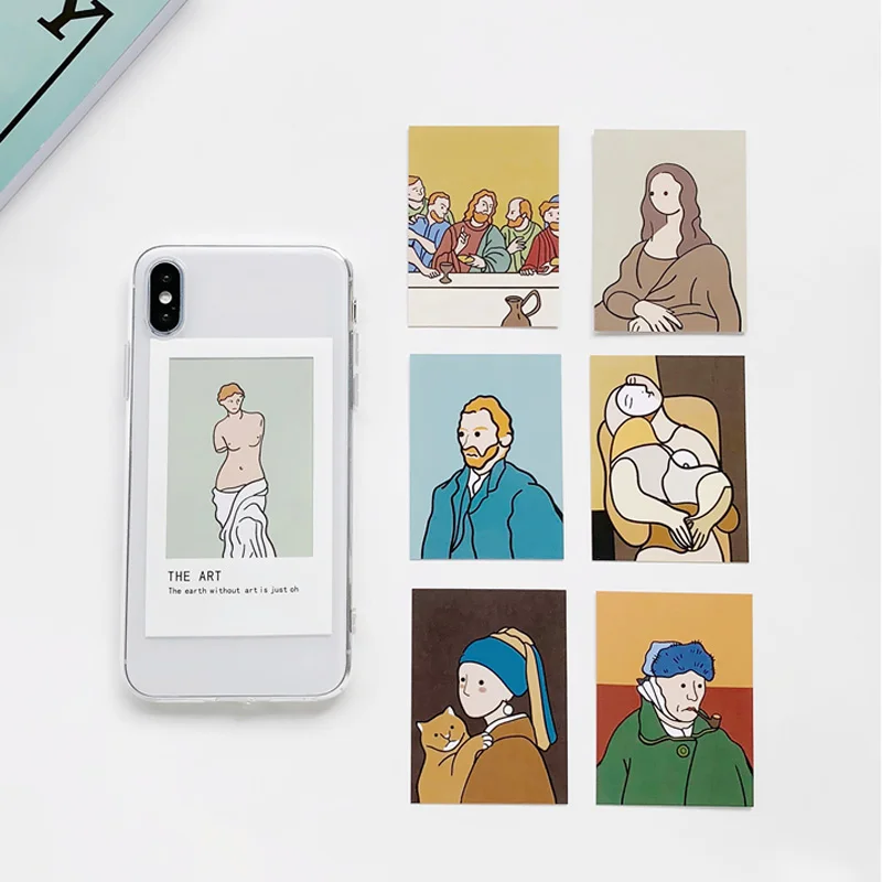 Oil painting card transparent soft tpu case For iphone 11 pro max 6 6s 7 8 Plus xs xsmax xr x Photo frame phone back cover |