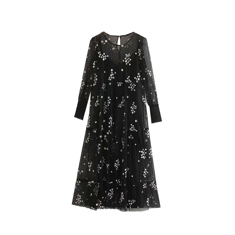 

Australia Non-mainstream Design Flower Embroidered Juan Network Two-Piece Dress 2019 WOMEN'S Dress New Products-Style Elegant Lo
