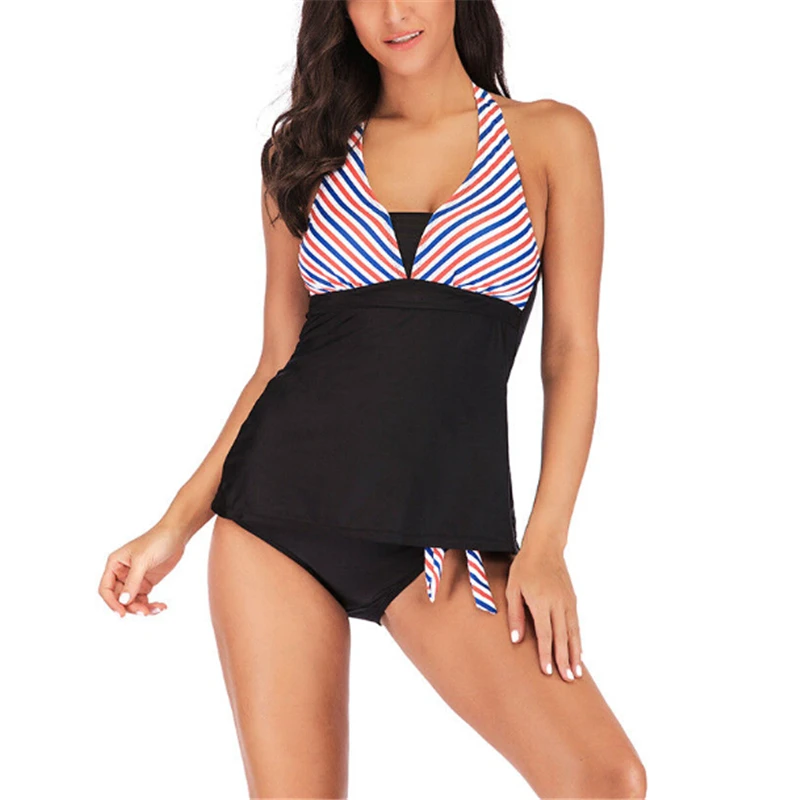 Women Bikini Set Padded Bra Striped Swimwear Two Piece Swimsuit Set Plus Size Swimwear Tankini Set Ladies Beachwear Biquini Women Bikini Set Padded Bra Striped Swimwear Two Piece Swimsuit Set Plus Size Swimwear Tankini Set Ladies Beachwear Biquini