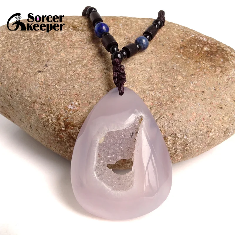

Real Natural Stone Polished Agates Geode Quartz Crystal Cluster Treasure Bowl Specimen Pendant Necklace For Jewelry Making BC706