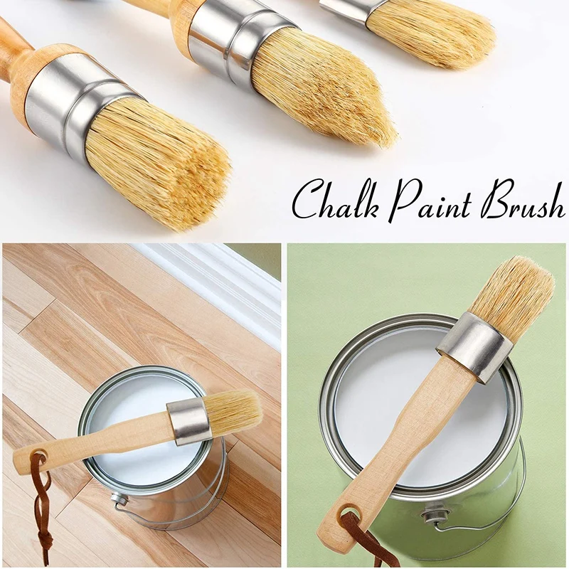 big paint roller 3 Pieces Chalk and Wax Paint Brushes Bristle Stencil Brushes Including Flat Pointed and Round Chalked Paint Brushes flat paint brush