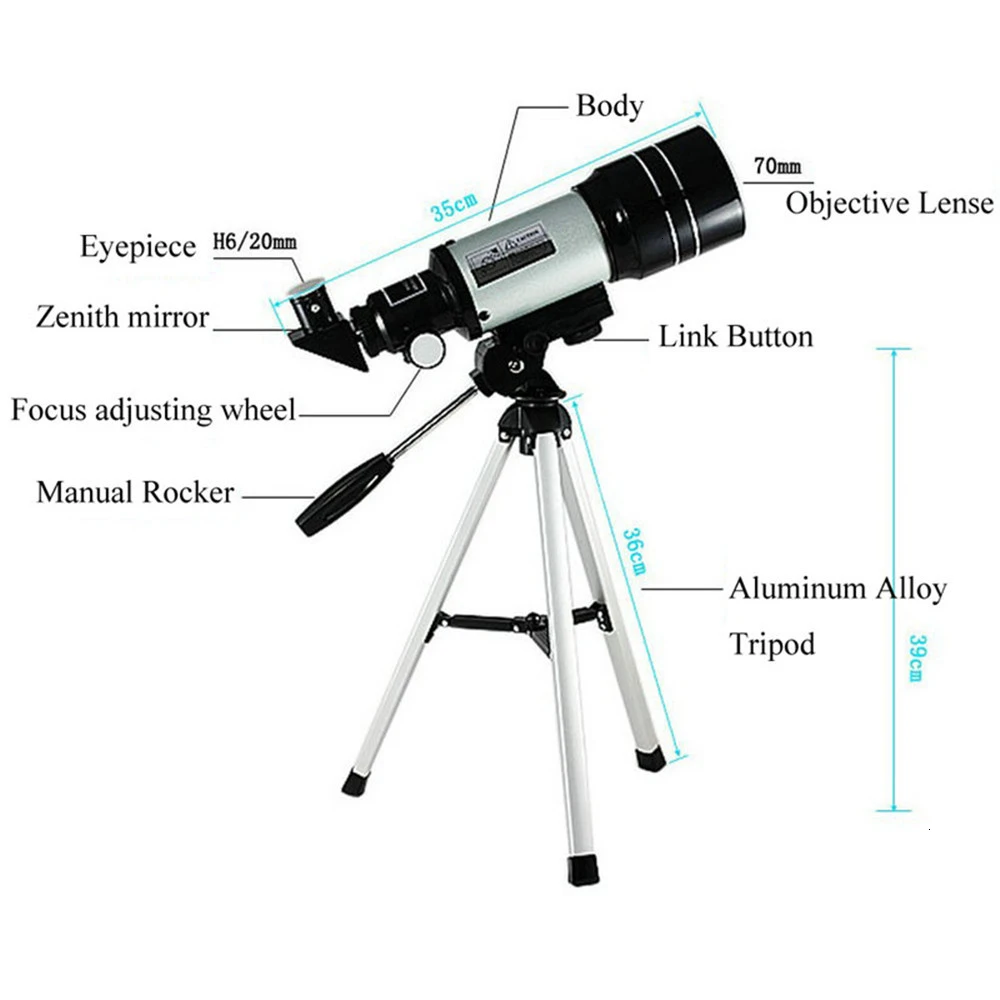 Качественный астрономический телескоп F30070 со штативом 150X Zoom HD открытый монокулярный анимальный Зрительная труба для астрономических