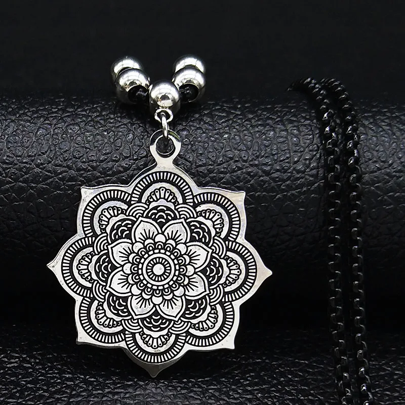 Мода цветок жизни Лотос Нержавеющая сталь ожерелье для женщин серебряного цвета ожерелья подвески ювелирные изделия colgantes N19476