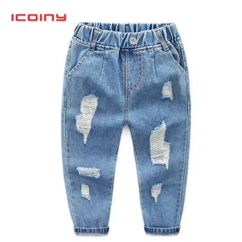 

ICOINY Boys Girls Jeans Pants 2020 Spring Children Hole Pants Denim Trousers Kids Jeans Toddler Denim Pants Baby Casual Jeans