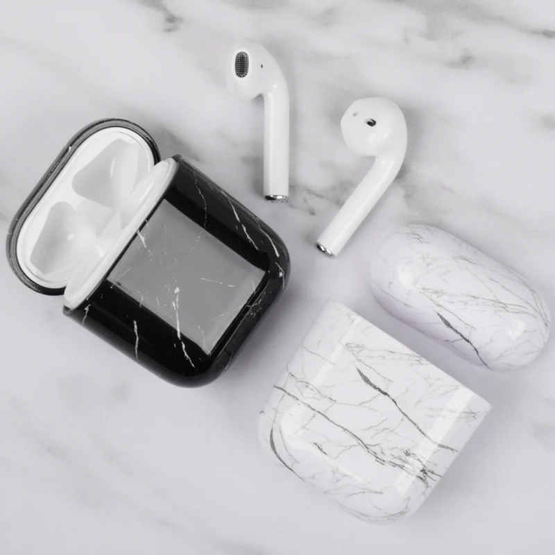 Роскошный Мраморный жесткий чехол из поликарбоната для Apple AirPods чехол s глянцевый беспроводной Bluetooth чехол для наушников Air Pods 2 1 защитные чехлы