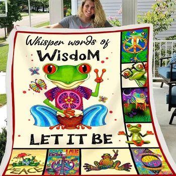 

SOFTBATFY Wisdom Frog 3D Printed Fleece Blanket for Beds Thick Quilt Fashion Bedspread Sherpa Throw Blanket Dropshipping