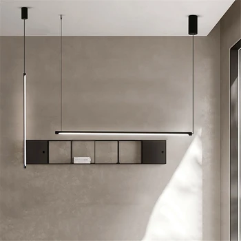 

Modern LED Long Tube Lamp Pendant Lights Dimmable Black Pendant Lamp Kitchen Hanging Lamps Dining Room Bar Hanglamp Luminaria AC