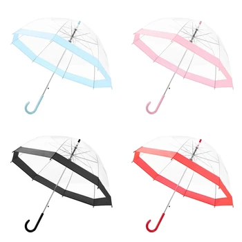 

Transparent Long-handle Rain Umbrella Ultra Light Women Kids Female Umbrellas