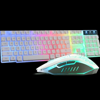 

USB LED Combo Keyboard Mouse Set Desktop Laptop Computer Glowing Game Mechanical Feeling Wired Gaming Keyboard Gaming For Laptop