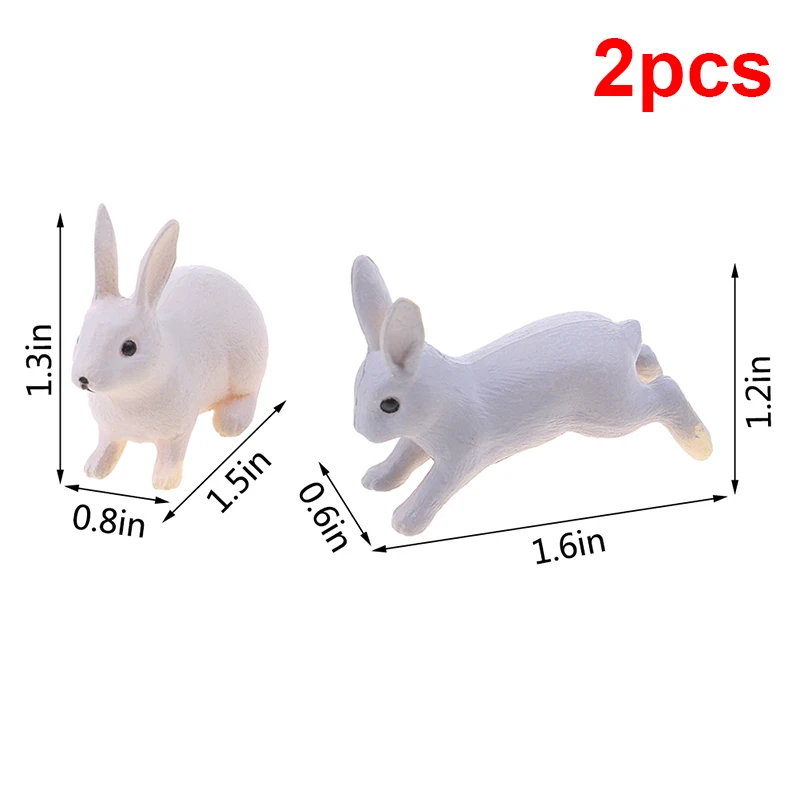 2Pcs Simulation Mini Rabbit Figurine Plant Pot Fairy Cute Decor Model Figure Hare Modern Statue Dollhouse Furniture Toys - Цвет: As pictures