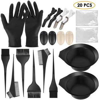 

20pcs Hair Dye Coloring Set Mixing Bowl Dye Brushes Gloves Disposable Capes For Hair Coloring Bleaching Hair Coloring Tool Set