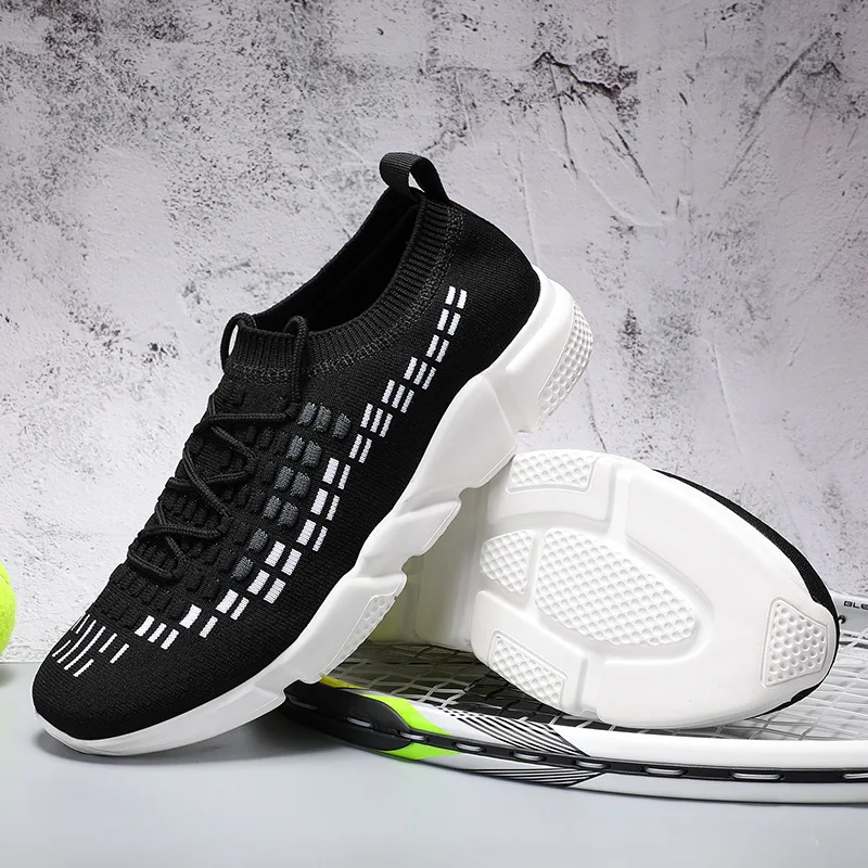 

2019 Ball Net Surface Flying Woven Shoes New Style Breathable Fashion Athletic Shoes Lightweight Running Shoes Men's Foot Coveri