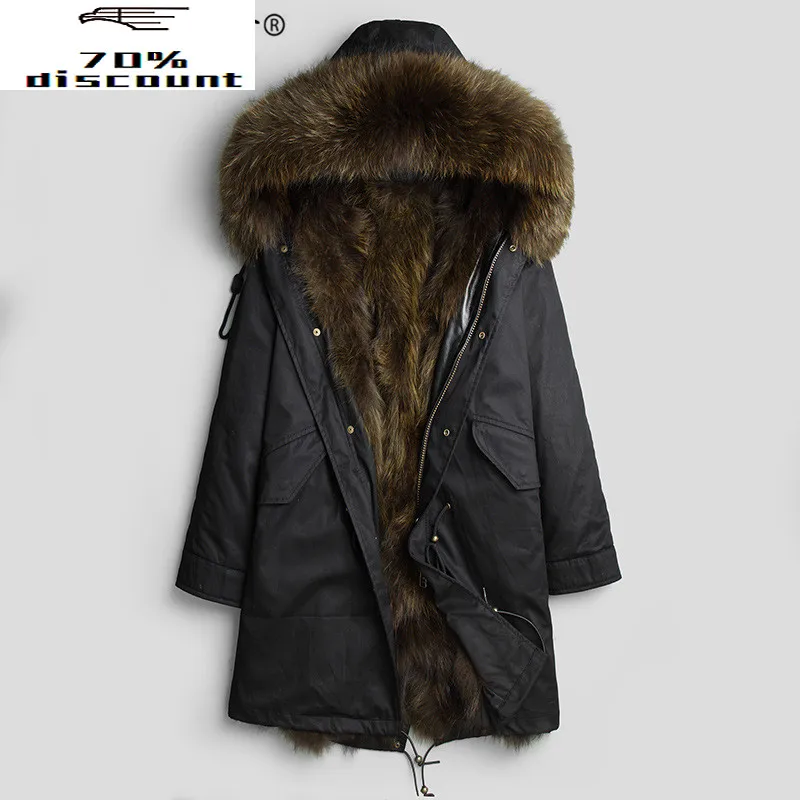 

Winter Jacket Men Parka Real Fur Coat Men Warm Raccoon Fur Liner Plus Size Long Jackets Overcoat Parkas Hombre DK2025