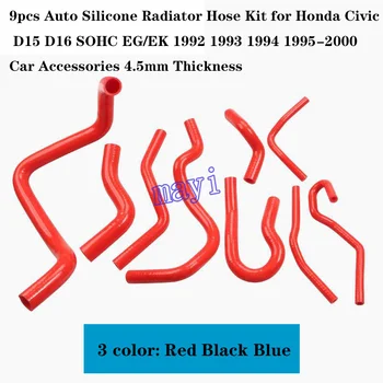 

9pcs Auto Silicone Radiator Hose Kit for Honda Civic D15 D16 SOHC EG/EK 1992 1993 1994 1995-2000 Car Accessories 4.5mm Thickness