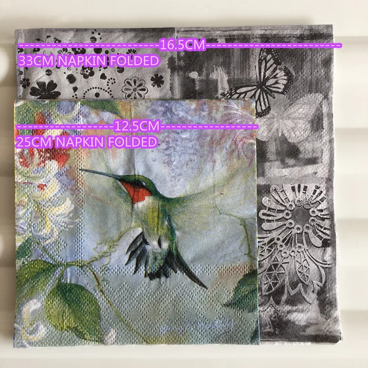 25 см Рождественская винтажная бумага для салфеток элегантная ткань цветок птица орех декупаж Свадьба День Рождения Декор красивые салфетки