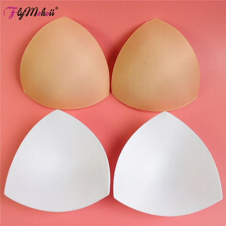 Flymokoii 1 Pair/Lot Women Triangle Sponge Swimsuit Breast Push Up Padding Chest Enhancers Thin White Bikini Bra Foam Insert | Женская