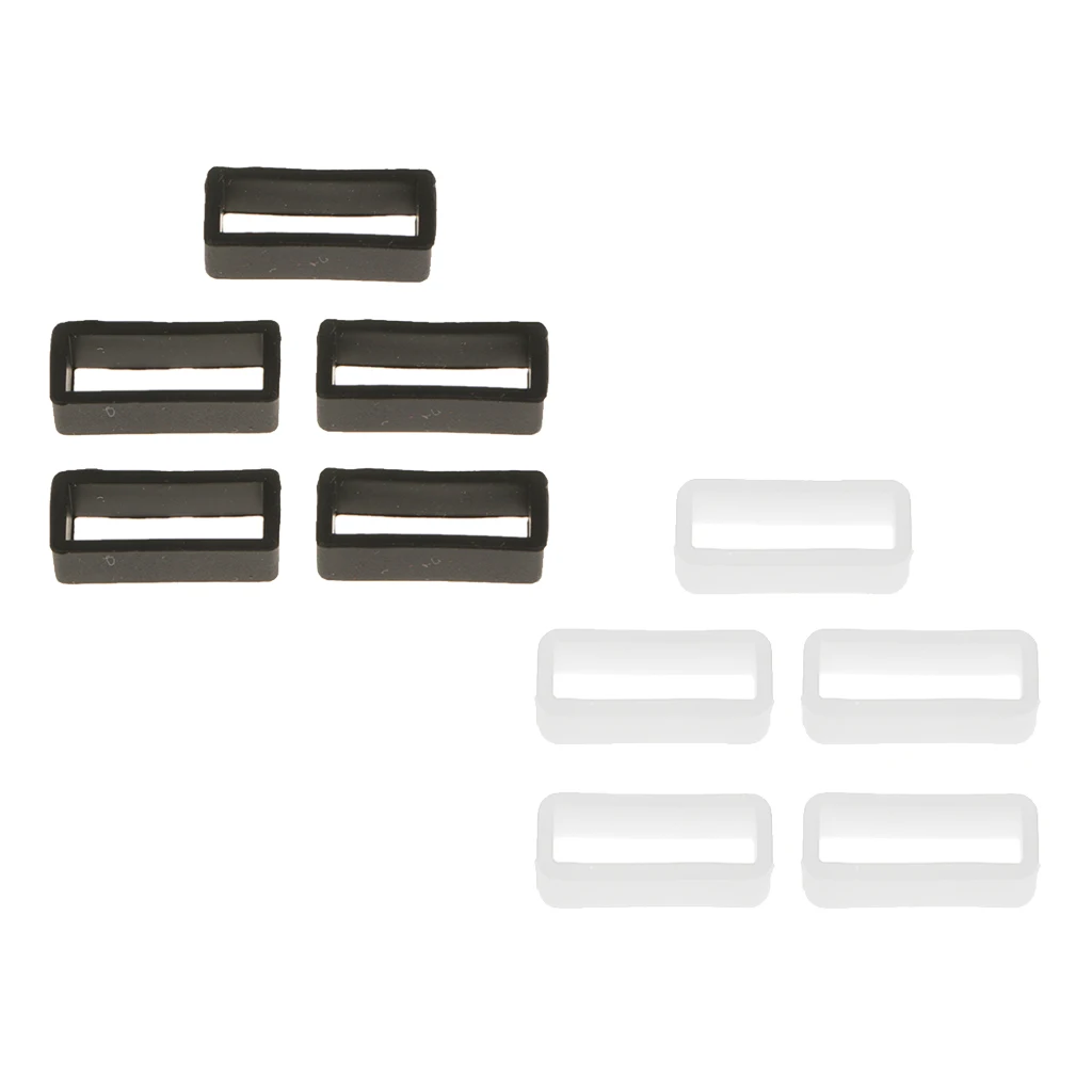 10x Silicone Watch Strap Buckle Band Keeper Hoop Loop Holder Retainer Rings
