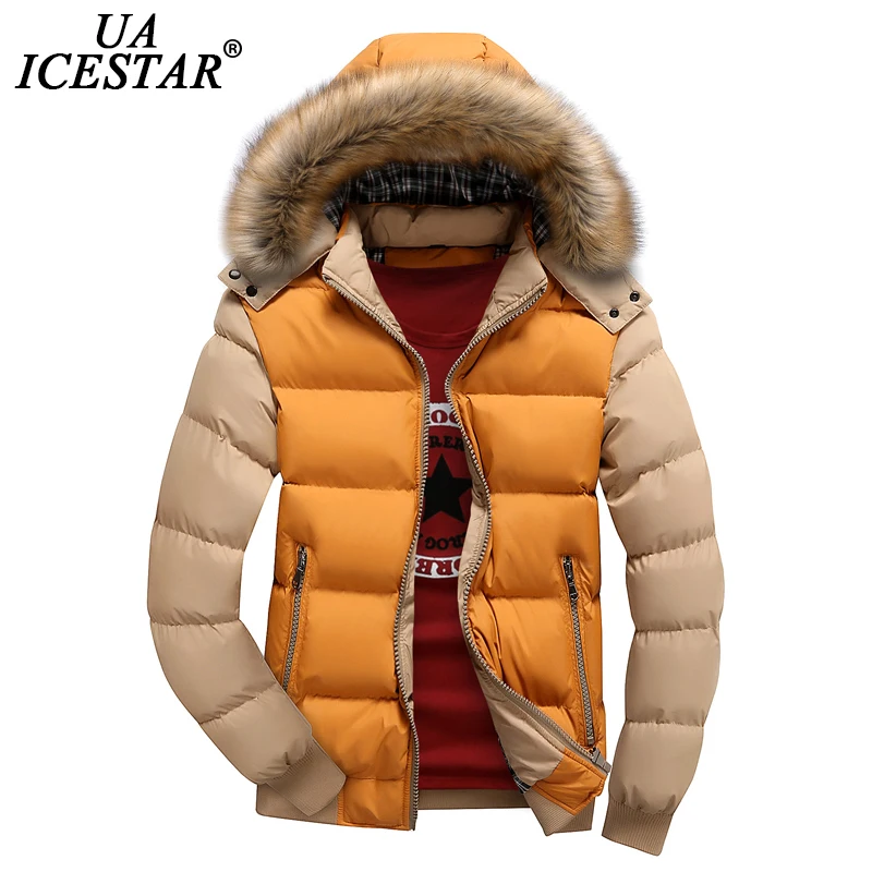 

UAICESTAR Winter Jacket Men Hooded Parkas Thick Warm Casual Color Matching Windproof Jacket Coat Plus Size S- 7XL Men's Clothing