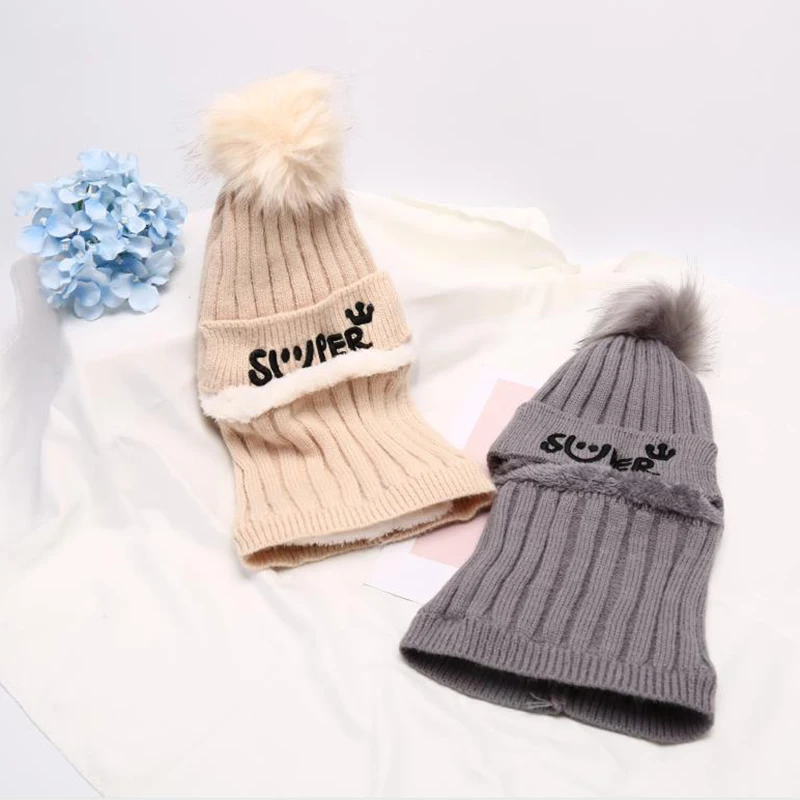 Зимняя Толстая теплая вязаная шапка, женская шапка с вышивкой, шапка с меховыми помпонами, шапка на молнии, зимняя шапка