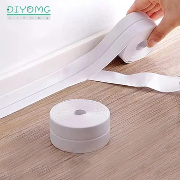 

White 3D Wallpaper PVC Self adhesive Waterproof Wall stickers Bathroom Shower Sink Bath Seam Gap Sealing Stripe Tape Baseboard
