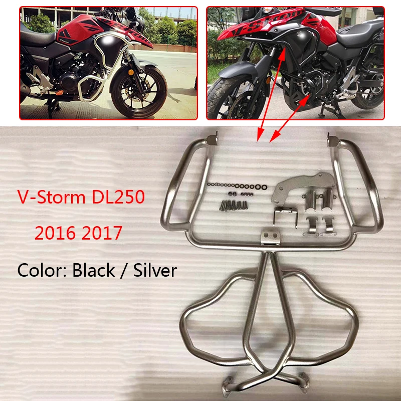 

For Suzuki V-Storm V Storm DL250 2016 2017 DL 250 Radiator Engine Guards Highway Crash Bars Upper+Lower Frame Protector