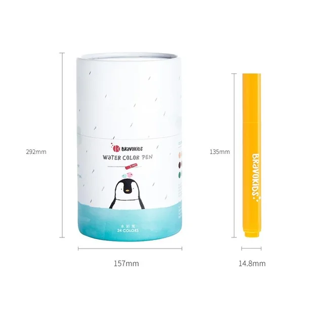 White Version Xiaomi Bravokids 24 цвета моющиеся фломастеры яркие цвета рисунок живопись Вода цвет искусство маркер нарисованные ручки - Цвет: White Version