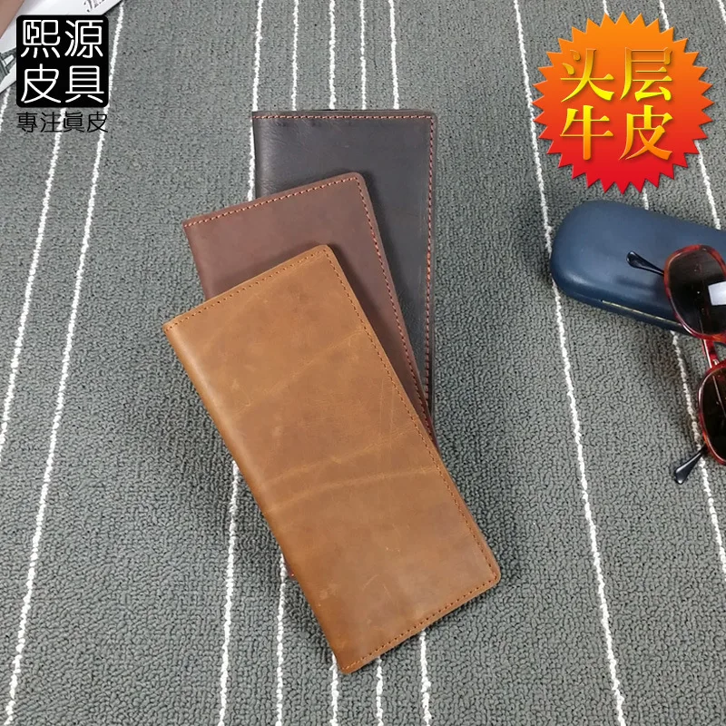 

Leather Wallet Soft Full-grain Leather Men Women's Long Retro Simple Thin Wallet Horse Leather Special Offer
