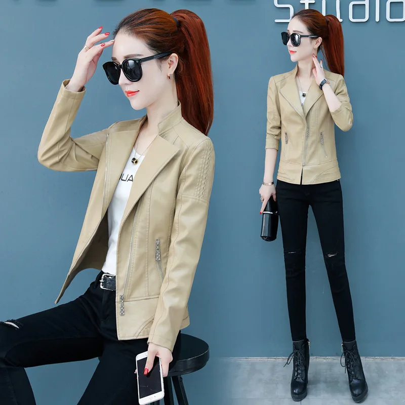 

Short Jacket Female Spring And Autumn 2019 New Style Korean-style Versatile Slim Fit Jackets Tops Autumn Short PU Leather Jacket