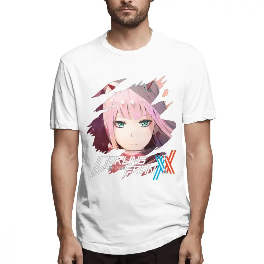 Darling In The Franxx Zero Two с короткими рукавами забавная для мужчин досуг на заказ День рождения Подарочная Футболка для мальчика - Цвет: white