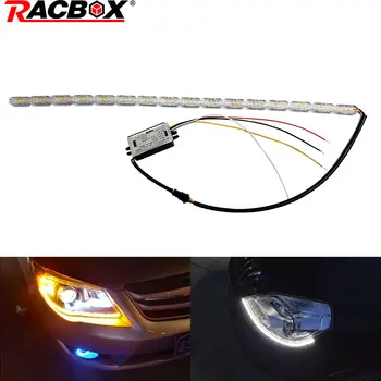 

2pcs DRL Car LED Headlight Flexible Strip Angel Tear Eye Turn Signal Switchback Lamp Dual color white yellow function