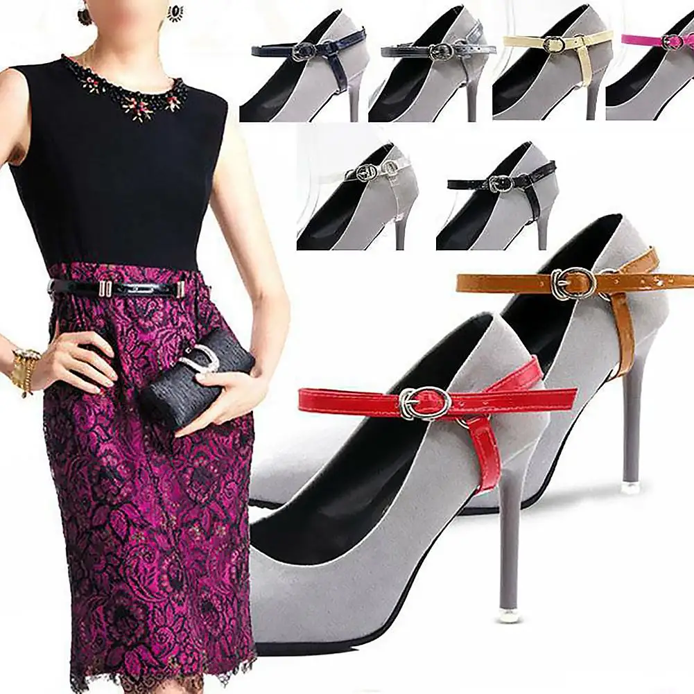 Detachable Triangle Bundle Shoelace Anti-slip Faux Leather High Heels Shoe Strap